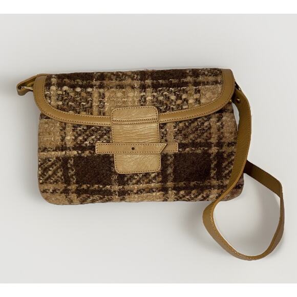 Dolce & Gabbana Women Wool Blend Plaid Crossbody Bag Authentic D&G leather strap - Picture 1 of 12